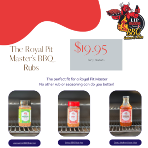 Collection of The Royal Pit Master’s BBQ Rubs, including Zesty Kitchen Spice, Spicy BBQ Rub, and Awesome BBQ Rub, perfect for premium grilling 👑🔥
